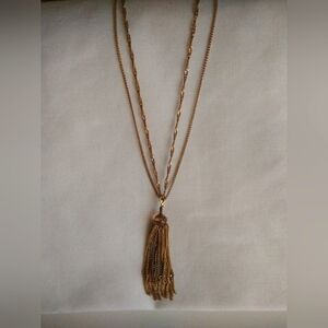 Golden Bohemian Long Festival Tassel Necklace